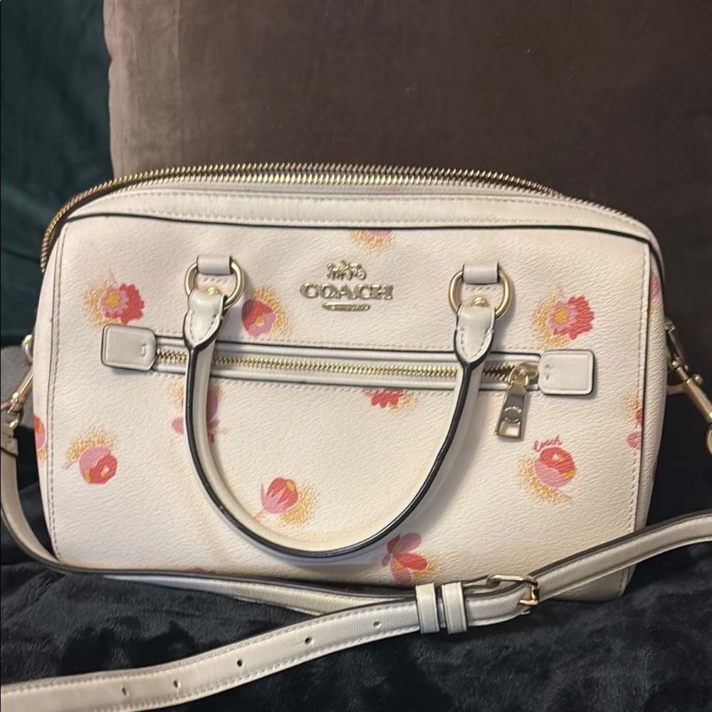 Coach Cream Floral Satchel Bag